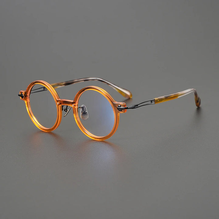 Gatenac Unisex Full Rim Round Acetate Titanium Eyeglasses Gxyj1568