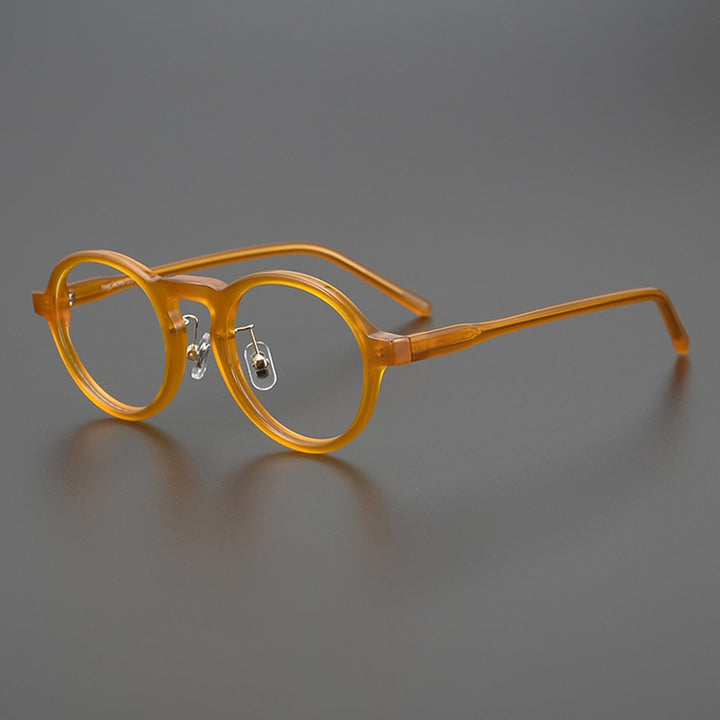 Gatenac Unisex Full Rim Round Acetate Eyeglasses Gxyj1043 Full Rim Gatenac Orange