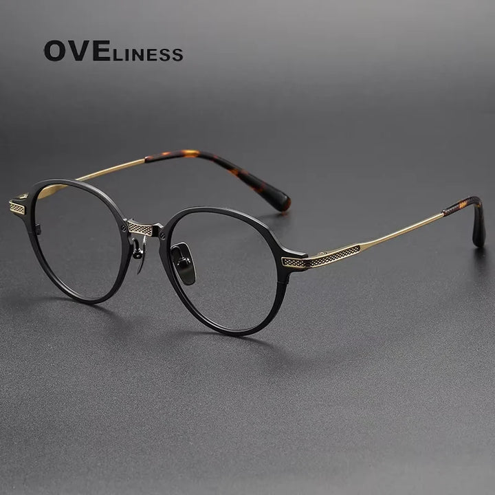 Oveliness Unisex Full Rim Round Acetate Titanium Eyeglasses 212426