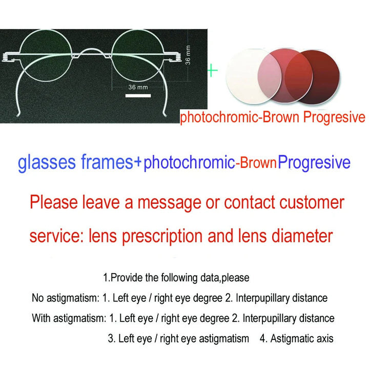 Yujo Unisex Full Rim Round Stainless Steel Custom Eyeglasses Y4042 Full Rim Yujo Progressive B36 CHINA