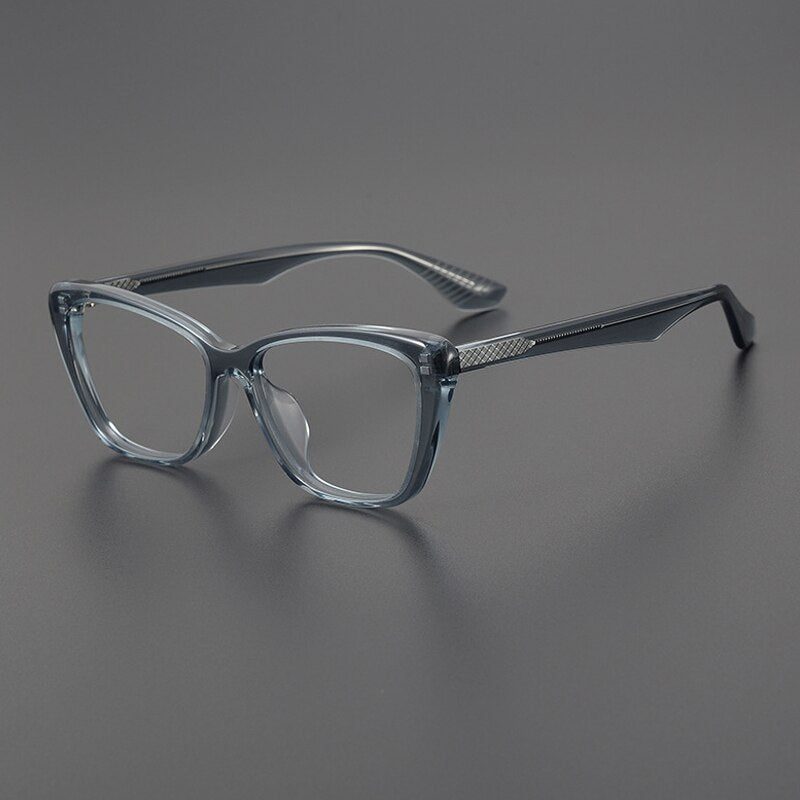 Gatenac Women's Full Rim Square Cat Eye Acetate Eyeglasses Gxyj1103 Full Rim Gatenac Transparent Blue  
