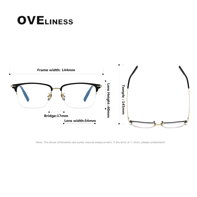 Oveliness Men's Semi Rim Square Titanium Acetate Eyeglasses 80990