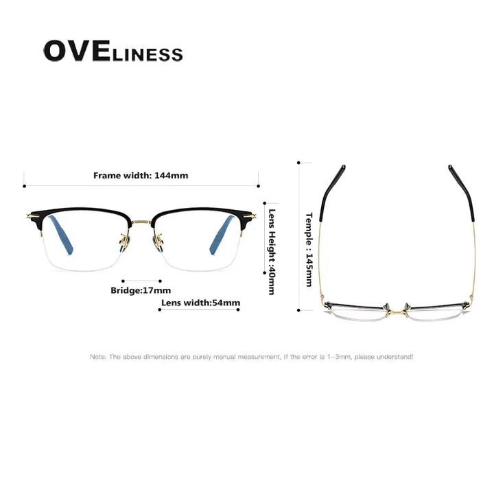 Oveliness Men's Semi Rim Square Titanium Acetate Eyeglasses 80990