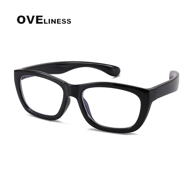 Oveliness Youth Unisex Full Rim Square Tr 90 Titanium Eyeglasses 8214 Full Rim Oveliness black  