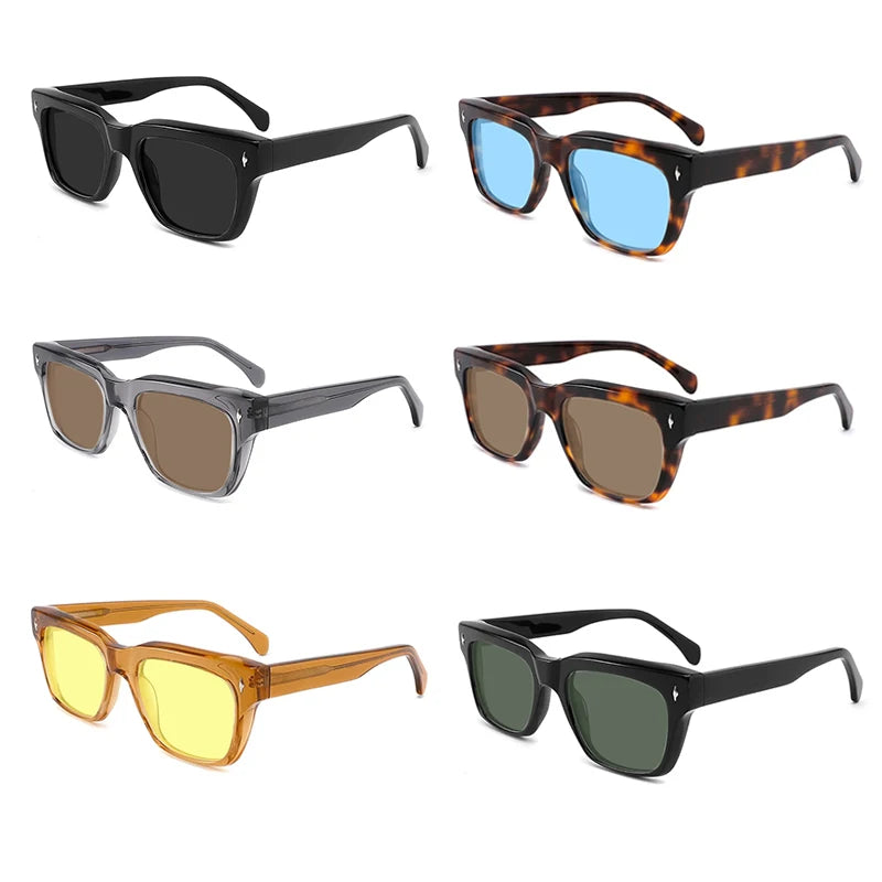 Gatenac Unisex Full Rim Square Polarized Acetate Sunglasses Mo15 Sunglasses Gatenac