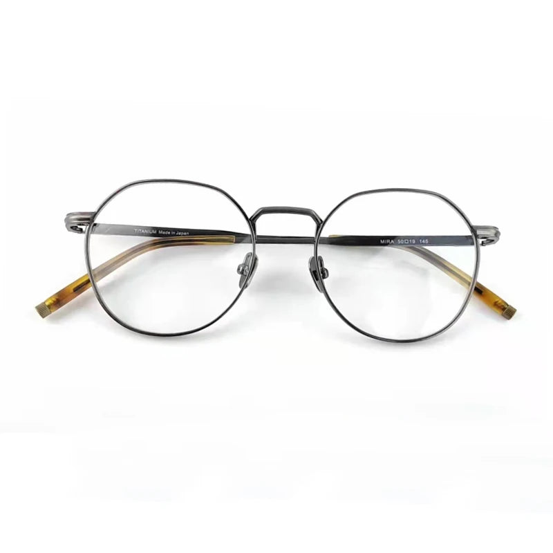 Black Mask Unisex Full Rim Round Titanium Eyeglasses M137 Full Rim Black Mask Gun Gray