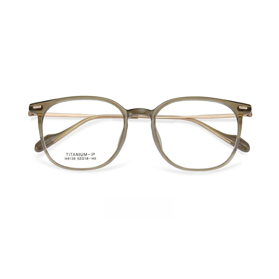 Yimaruili Unisex Full Rim Square Tr 90 Titanium Eyeglasses M8138 Full Rim Yimaruili Eyeglasses Transparent Tea