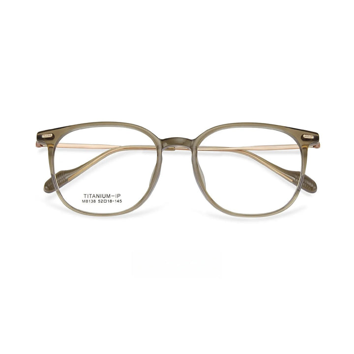 Yimaruili Unisex Full Rim Square Tr 90 Titanium Eyeglasses M8138 Full Rim Yimaruili Eyeglasses Transparent Tea