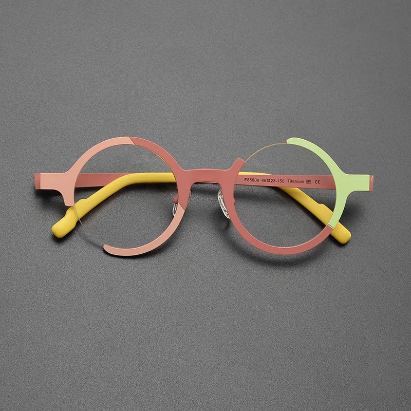 Nobler Unisex Semi Rim Round Titanium Eyeglasses 5808 Full Rim Nobler C4