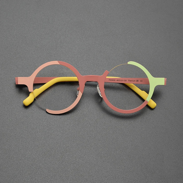 Nobler Unisex Semi Rim Round Titanium Eyeglasses 5808 Full Rim Nobler C4