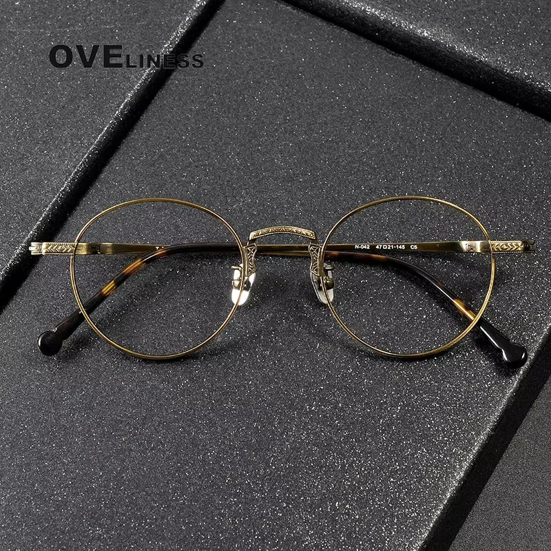 Oveliness Women's Full Rim Round Acetate Titanium Eyeglasses 841042