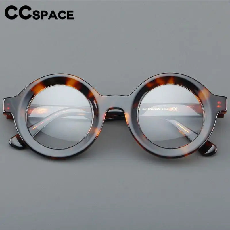 CCspace Unisex Full Rim Round Acetate Eyeglasses 57151 Full Rim CCspace