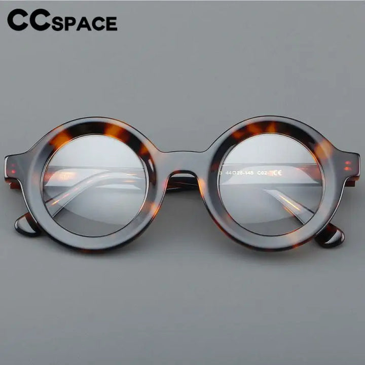 CCspace Unisex Full Rim Round Acetate Eyeglasses 57151 Full Rim CCspace