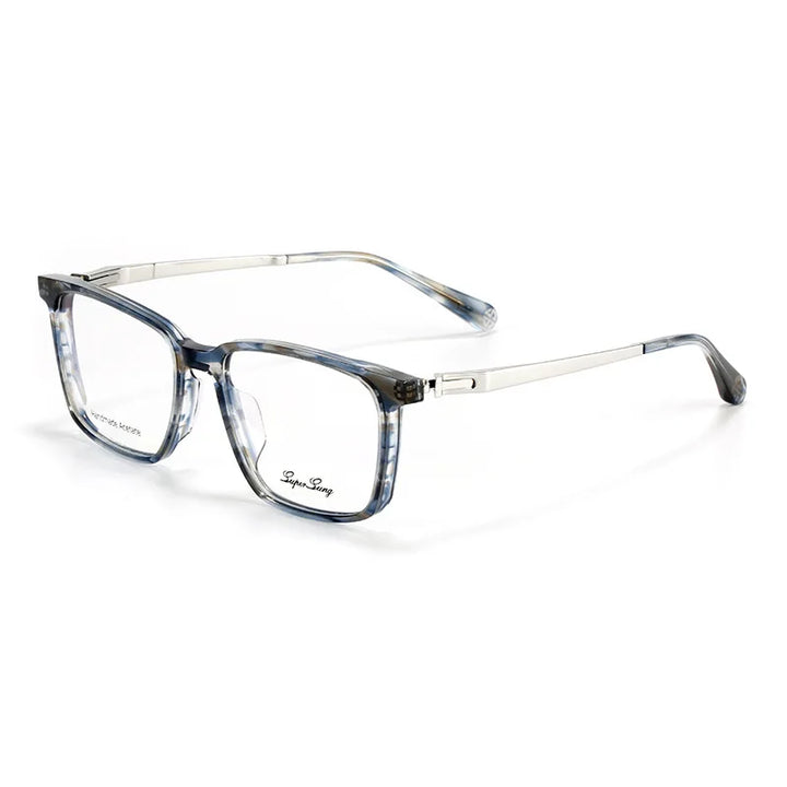 Nobler Unisex Full Rim Square Acetate Titanium Eyeglasses 71070 Full Rim Nobler C5