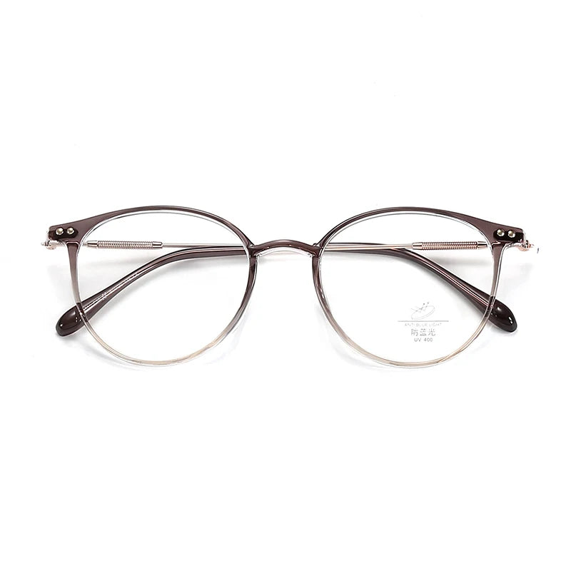 Xbora Unisex Full Rim Round Tr 90 Alloy Eyeglasses 9531