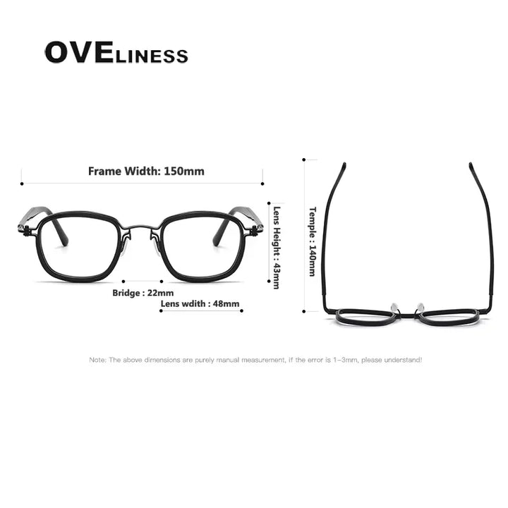 Oveliness Unisex Full Rim Square Acetate Titanium Eyeglasses 35863 Full Rim Oveliness