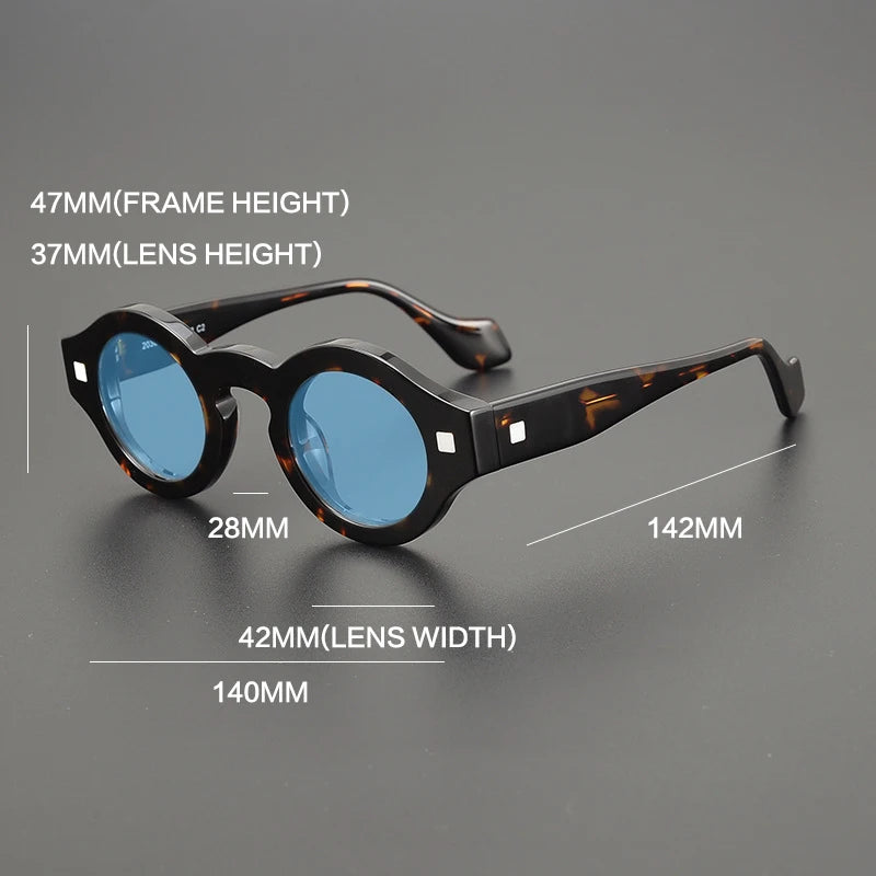 Gatenac Unisex Full Rim Round Acetate Polarized Sunglasses M003 Sunglasses Gatenac