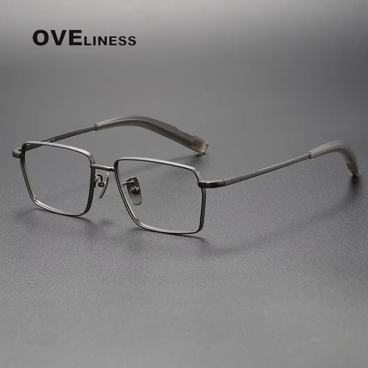Oveliness Unisex Full Rim Square Titanium Eyeglasses 07519 Full Rim Oveliness gun