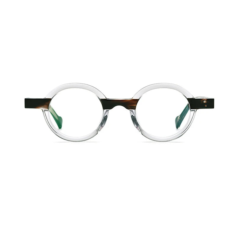 Black Mask Unisex Full Rim Small Round Acetate Eyeglasses 19231 Full Rim Black Mask Crystal