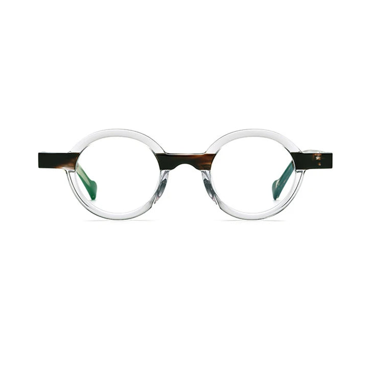 Black Mask Unisex Full Rim Small Round Acetate Eyeglasses 19231 Full Rim Black Mask Crystal