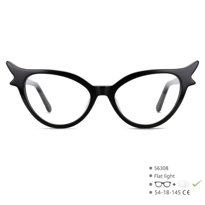 CCspace Women's Full Rim Oval Cat Eye Acetate Hyperopic Reading Glasses R56308 Reading Glasses CCspace 0 Black