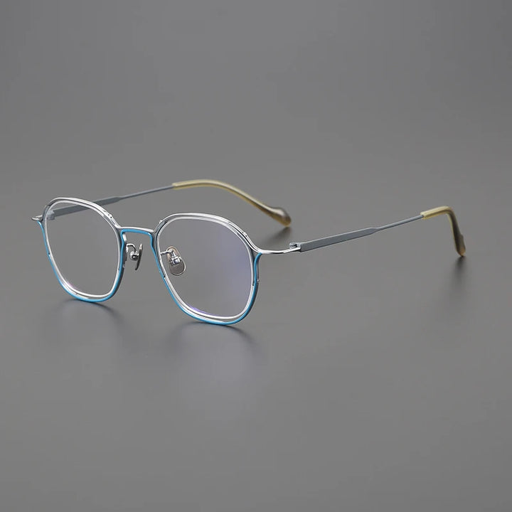 Gatenac Unisex Full Rim Square Titanium Eyeglasses Gxyj1562 Full Rim Gatenac Blue