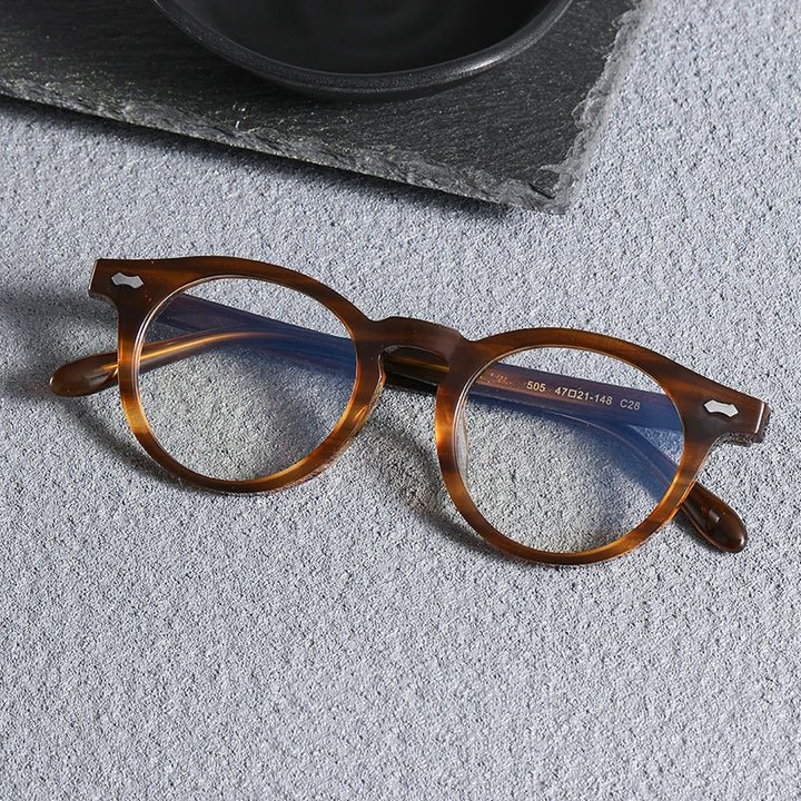 Black Mask Unisex Full Rim Round Acetate Eyeglasses Sh505 Full Rim Black Mask