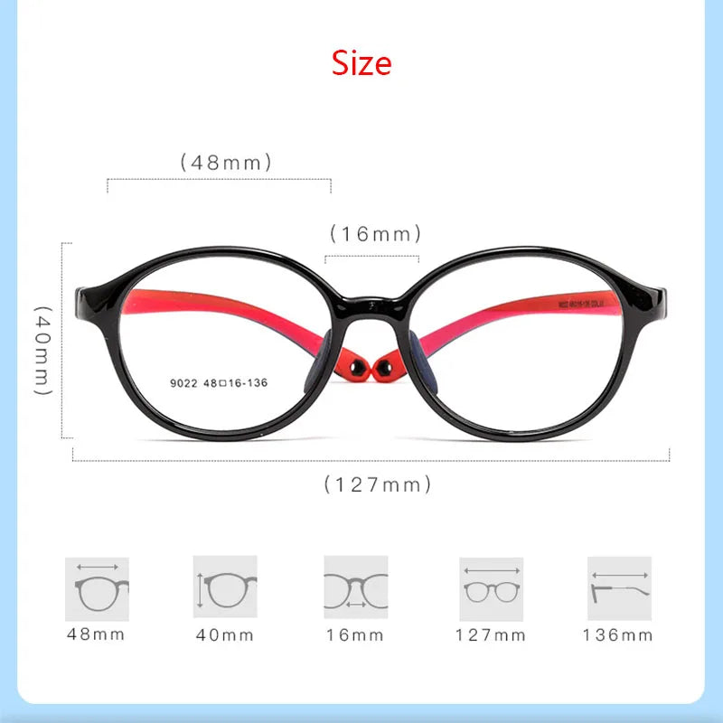 Hdcrafter Unisex Children's Full Rim Oval Silicone Eyeglasses 59022