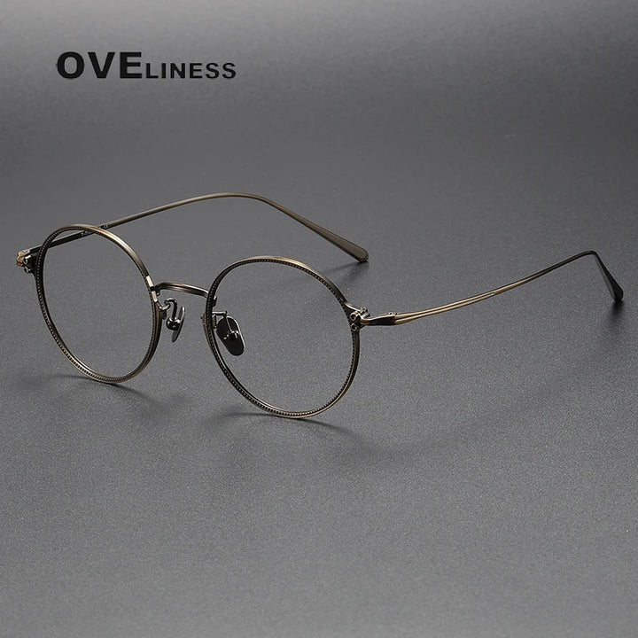 Oveliness Unisex Full Rim Round Titanium Eyeglasses C106 Full Rim Oveliness bronze  