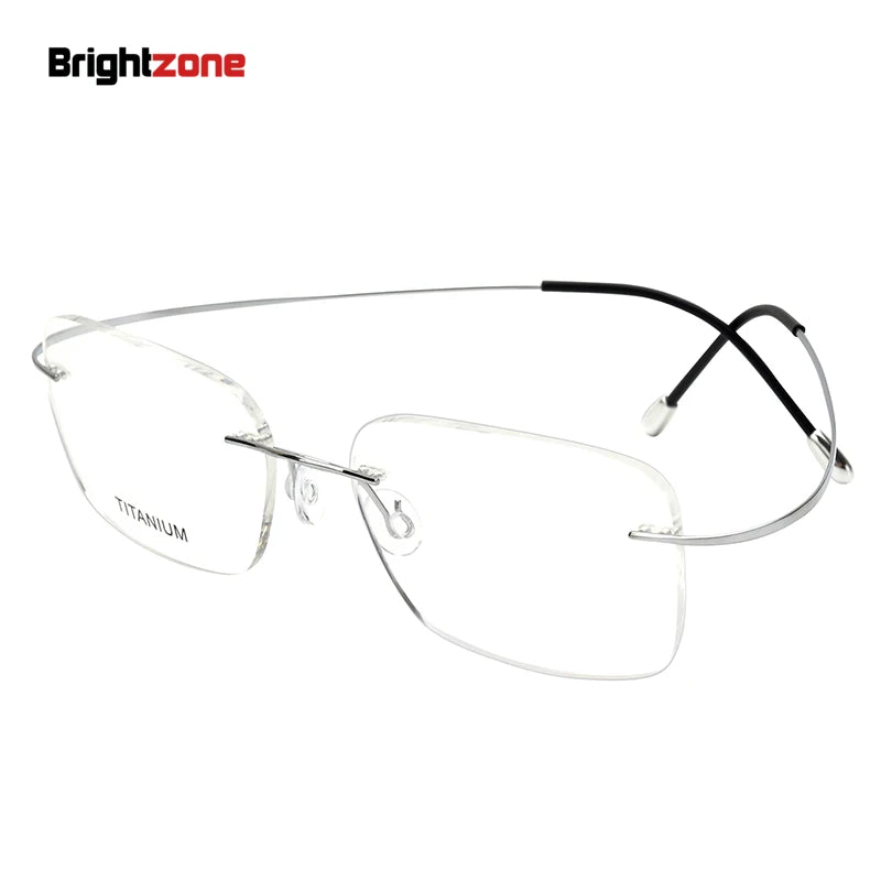 Brightzone Unisex Rimless Square Screwless Titanium Eyeglasses 71616 Rimless Brightzone