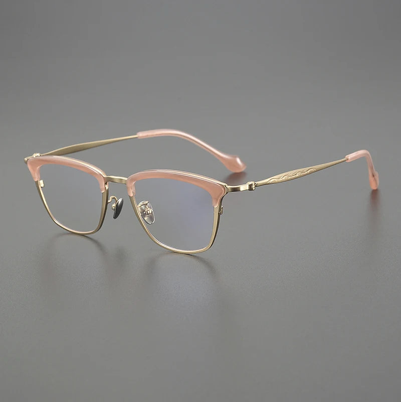 Black Mask Unisex Full Rim Big Square Titanium Acetate Eyeglasses 6069 Full Rim Black Mask Pink-Gold