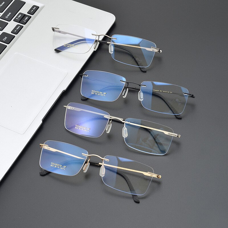 Bclear Unisex Rimless Square Titanium Eyeglasses My9912 Rimless Bclear