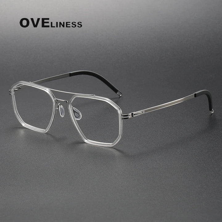 Oveliness Women's Full Rim Oval Double Bridge Acetate Titanium Eyeglasses 8202316