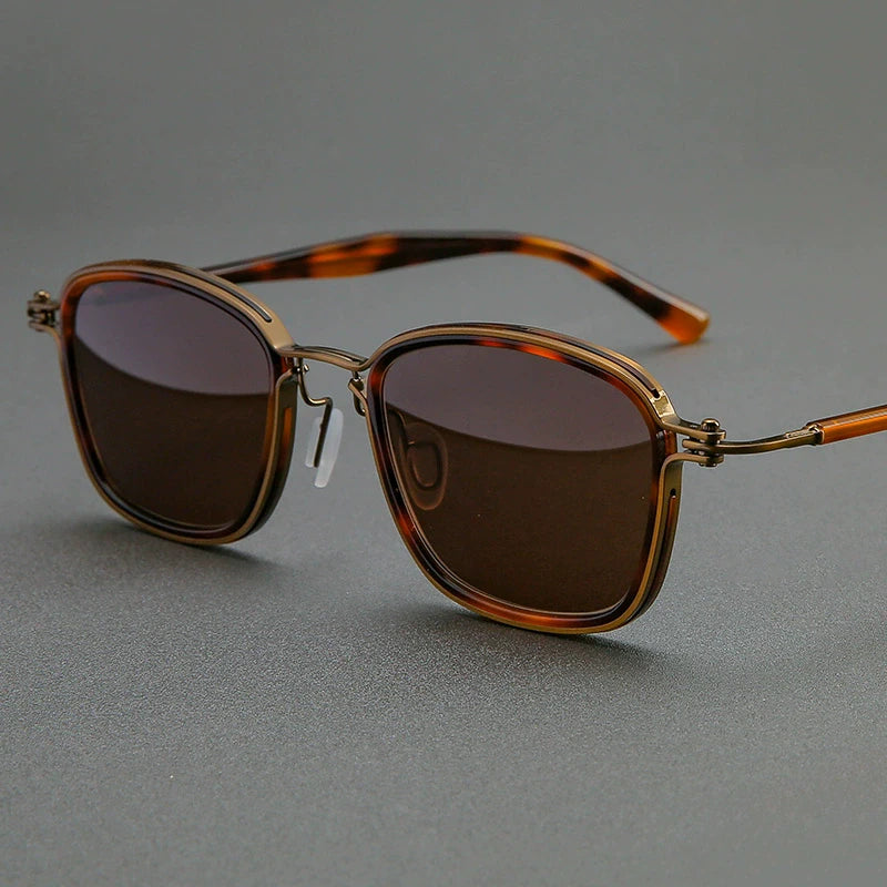 Black Mask Unisex Full Rim Square Titanium Acetate Sunglasses 19546