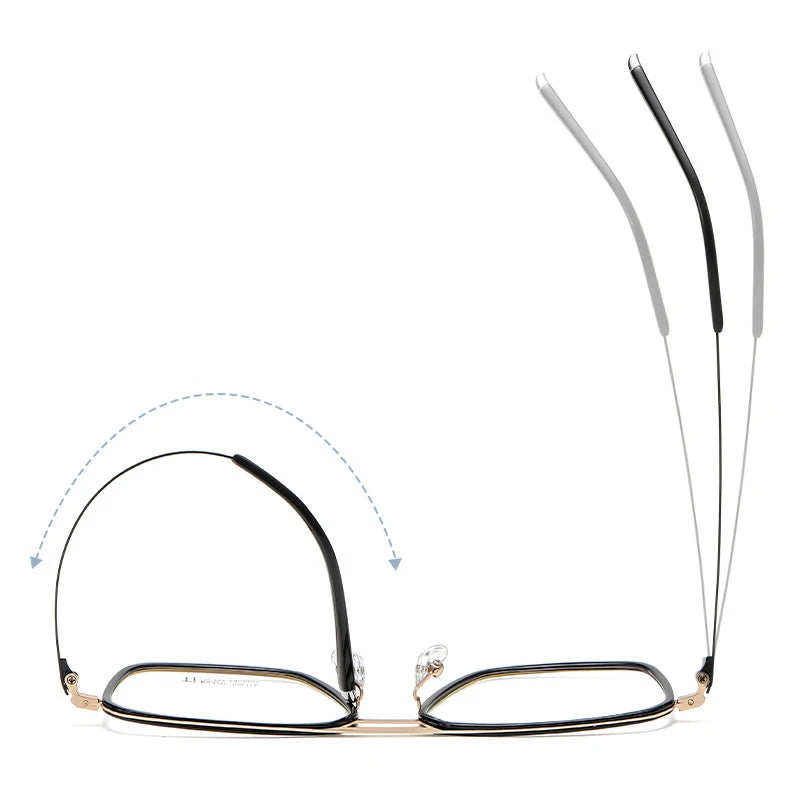 Hotony Unisex Full Rim Square Double Bridge Titanium Acetate Eyeglasses 72320 Full Rim Hotony