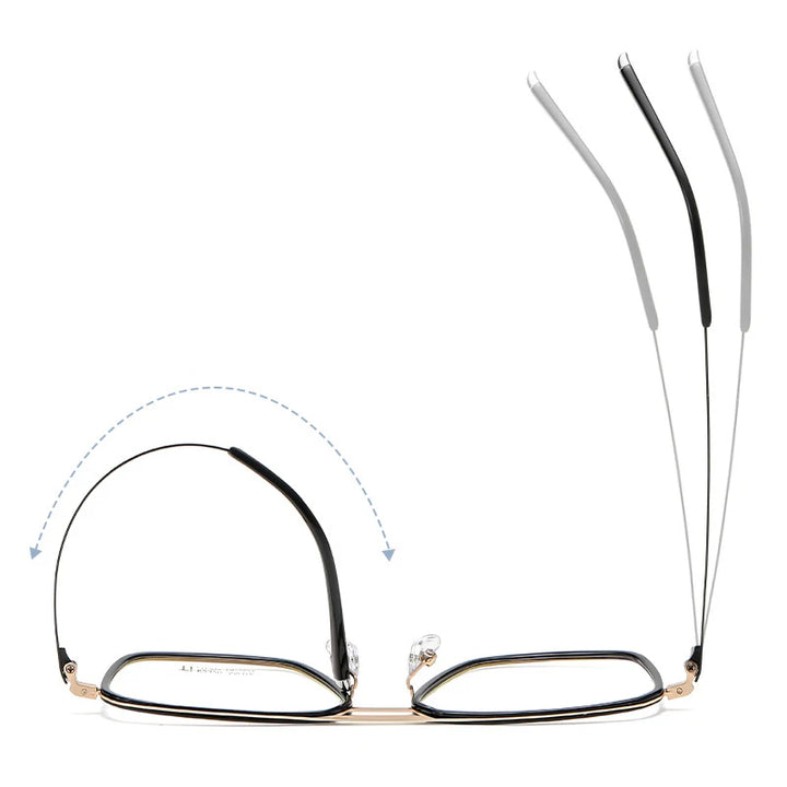 Hotony Unisex Full Rim Square Double Bridge Titanium Acetate Eyeglasses 72320 Full Rim Hotony