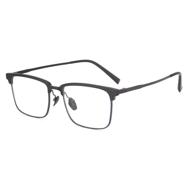 KatKani Unisex Full Rim Square Titanium Eyeglasses Nc7004 Full Rim KatKani Eyeglasses Black Gun  