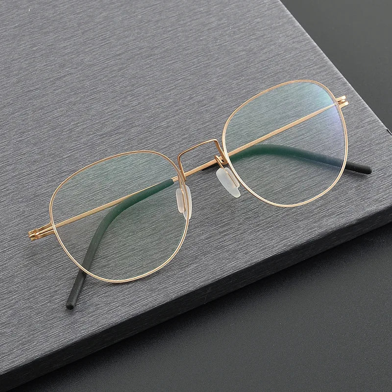 Black Mask Women's Rimless Oval Screwless Titanium Eyeglasses 49892 Rimless Black Mask