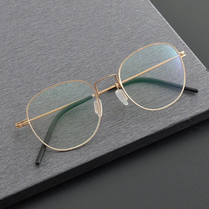 Black Mask Women's Rimless Oval Screwless Titanium Eyeglasses 49892 Rimless Black Mask