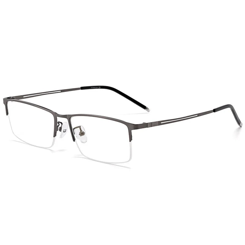 Reven Jate Men's Semi Rim Square Alloy Eyeglasses 990070 Semi Rim Reven Jate Grey
