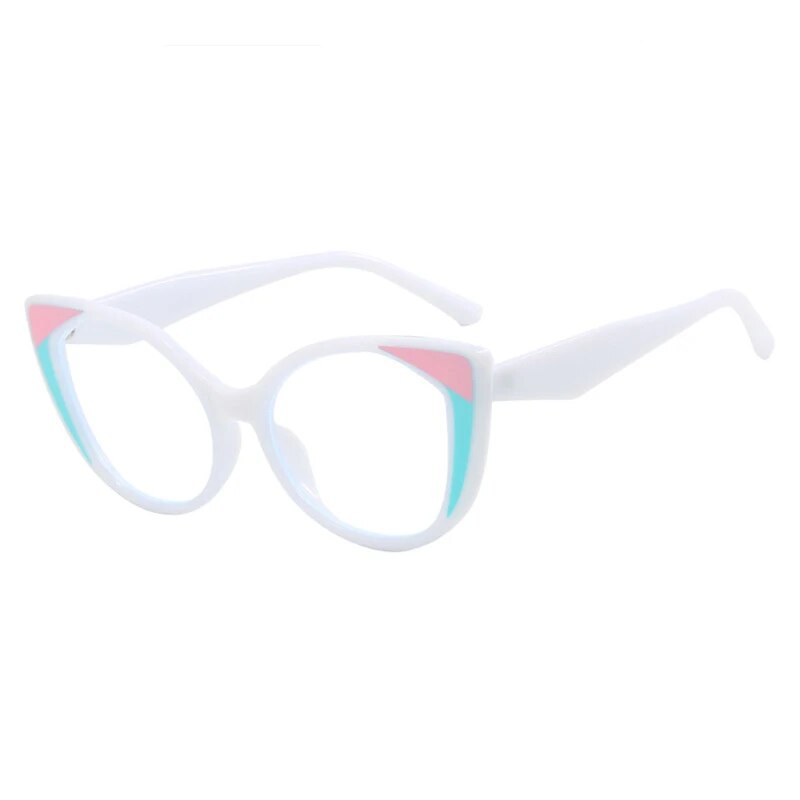 CCSpace Women's Full Rim Cat Eye Tr 90 Titanium Hyperopic Eyeglasses R57025 Reading Glasses CCspace C8White 0 