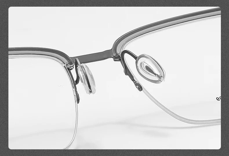 Reven Jate Unisex Semi Rim Square Titanium Eyeglasses 2609 Semi Rim Reven Jate