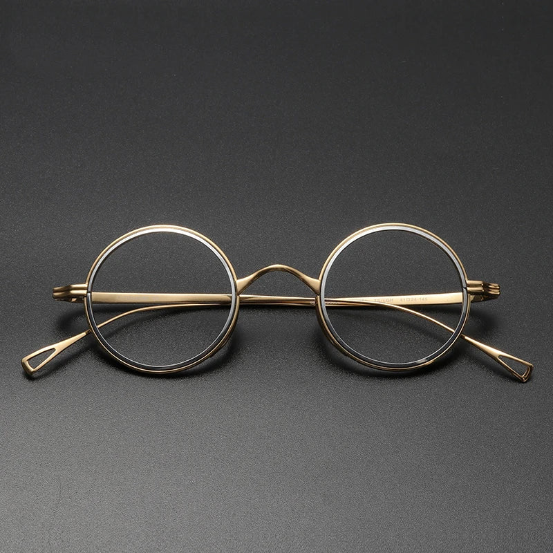 Black Mask Unisex Full Rim Round Titanium Eyeglasses Km123 Full Rim Black Mask Gold-Gray