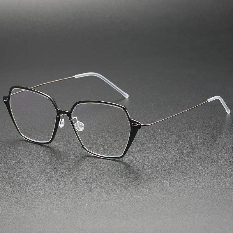 Aimee Unisex Full Rim Polygon Screwless Acetate Titanium Eyeglasses 6621 Full Rim Aimee Grey