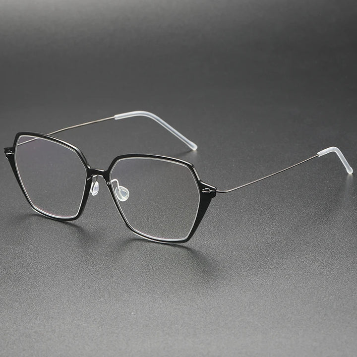 Aimee Unisex Full Rim Polygon Screwless Acetate Titanium Eyeglasses 6621 Full Rim Aimee Grey