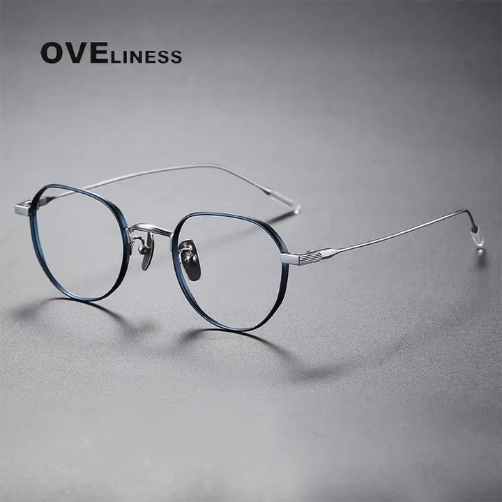 Oveliness Women's Full Rim Flat Top Round Titanium Eyeglasses 780803