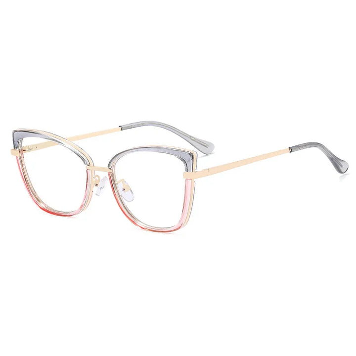 CCspace Women's Full RIm Square Tr 90 Titanium Eyeglasses 56966 Full Rim CCspace C6PinkGrey