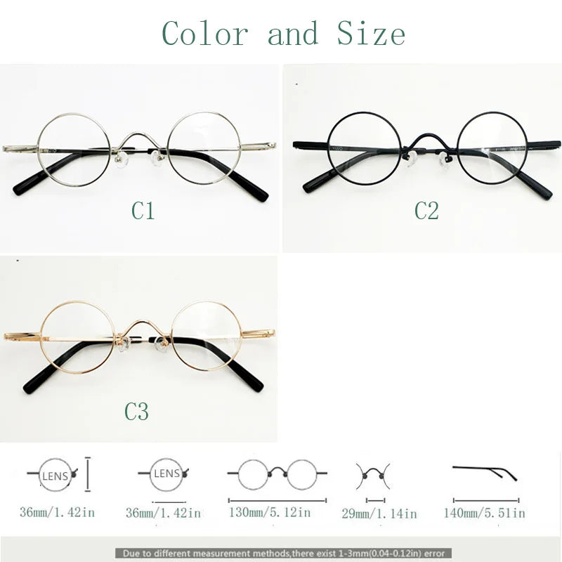 Yujo Unisex Full Rim Small Round Alloy Reading Glasses 811001 Reading Glasses Yujo
