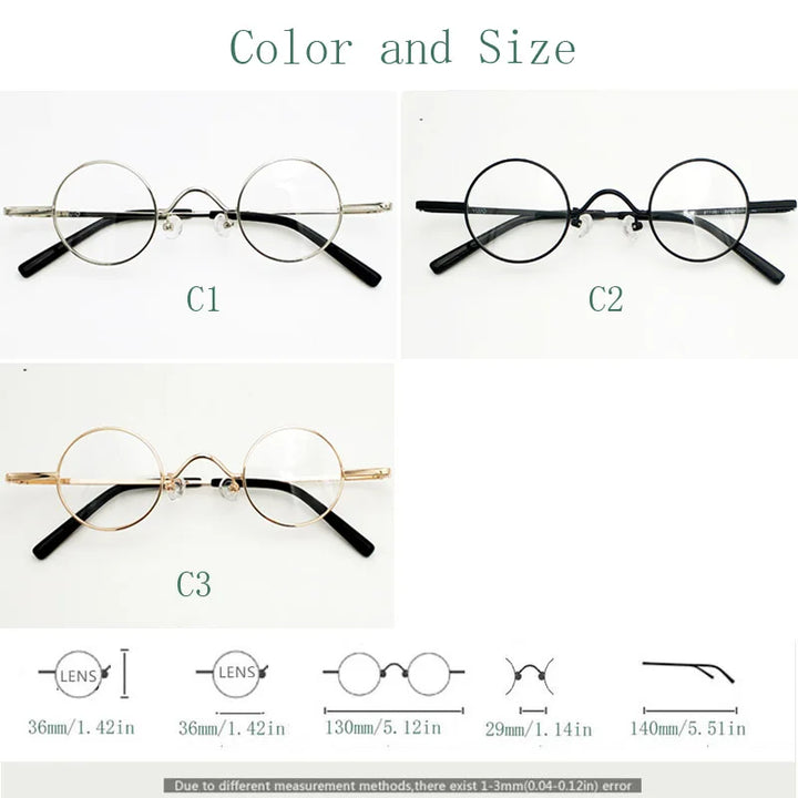 Yujo Unisex Full Rim Small Round Alloy Reading Glasses 811001 Reading Glasses Yujo