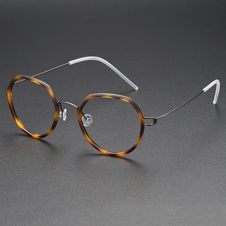 Black Mask Women's Full Rim Polygon Titanium Acetate Eyeglasses Bm6612 Full Rim Black Mask Tortoise-Gray